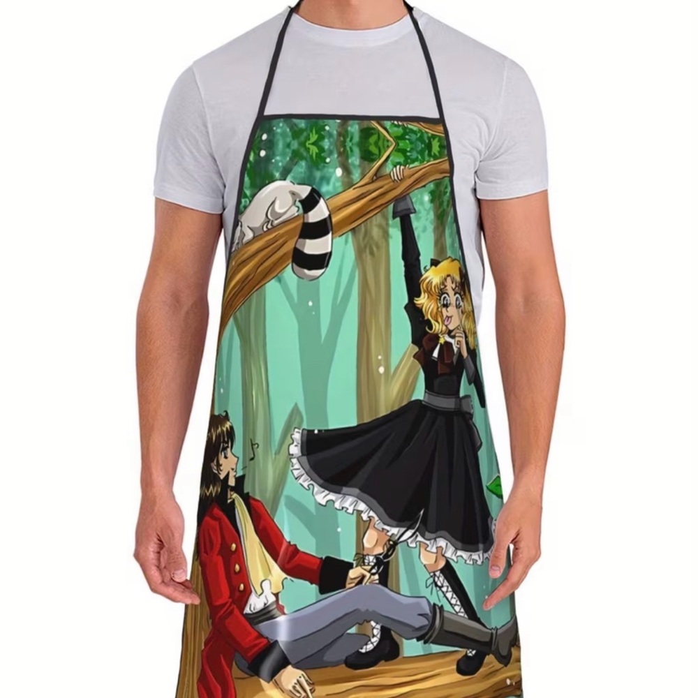 Anime Character Apron with Black and Red Accents